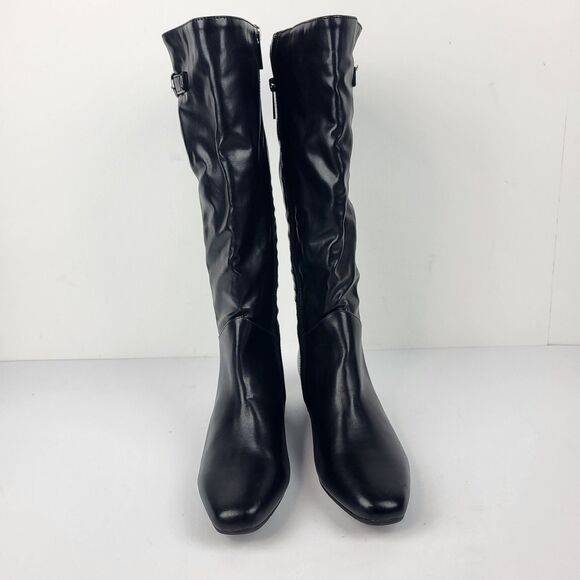 Anne Klein Flex Mollie Knee High Boots Low Wedge Black Size 8 - Picture 8 of 13